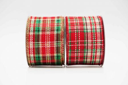 क्रिसमस रेड ग्रीन प्लेड रिबन - क्रिसमस रेड ग्रीन प्लेड रिबन